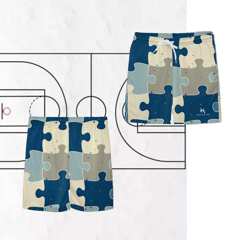 PUZZLE Print Youth Basketball Shorts
