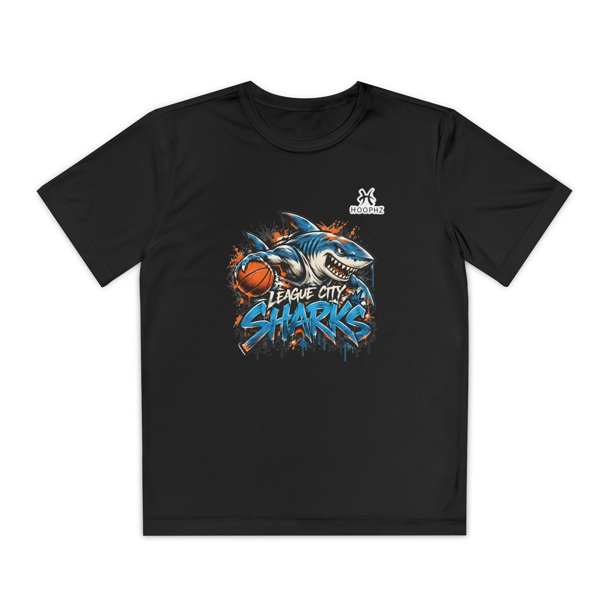 League City Sharks Youth Performance Basketball T-Shirt – Shark Attack