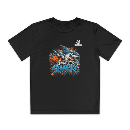 League City Sharks Youth Performance Basketball T-Shirt – Shark Attack