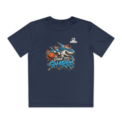 League City Sharks Youth Performance Basketball T-Shirt – Shark Attack