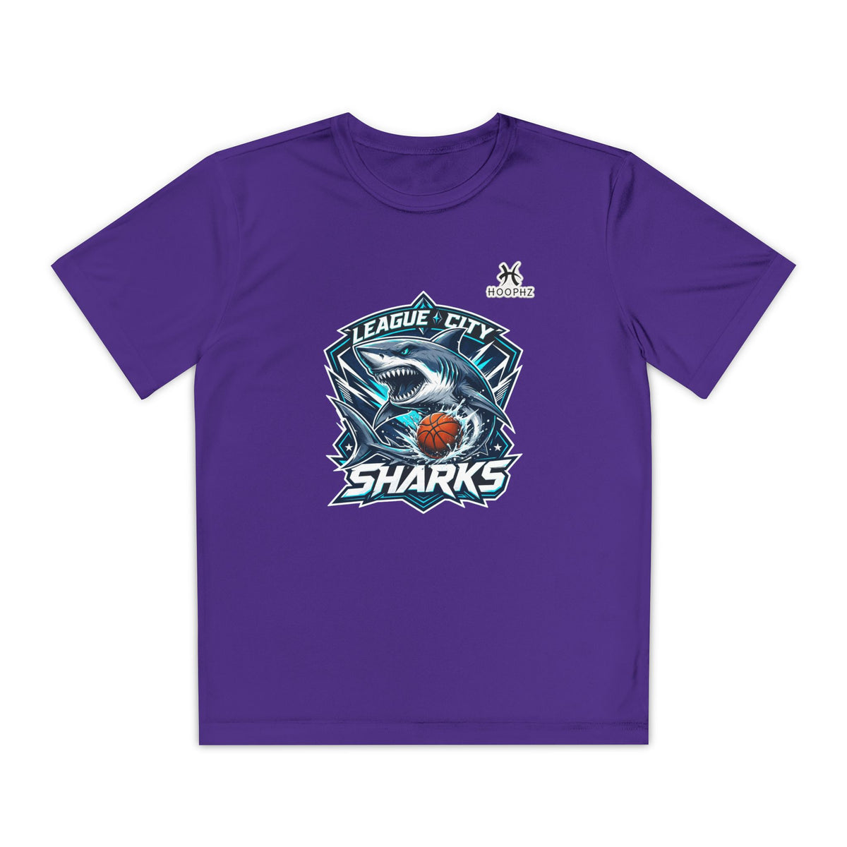 League City Sharks Youth Performance Basketball T-Shirt – Shark Mode