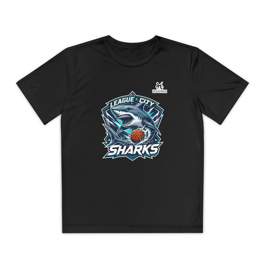 League City Sharks Youth Performance Basketball T-Shirt – Shark Mode
