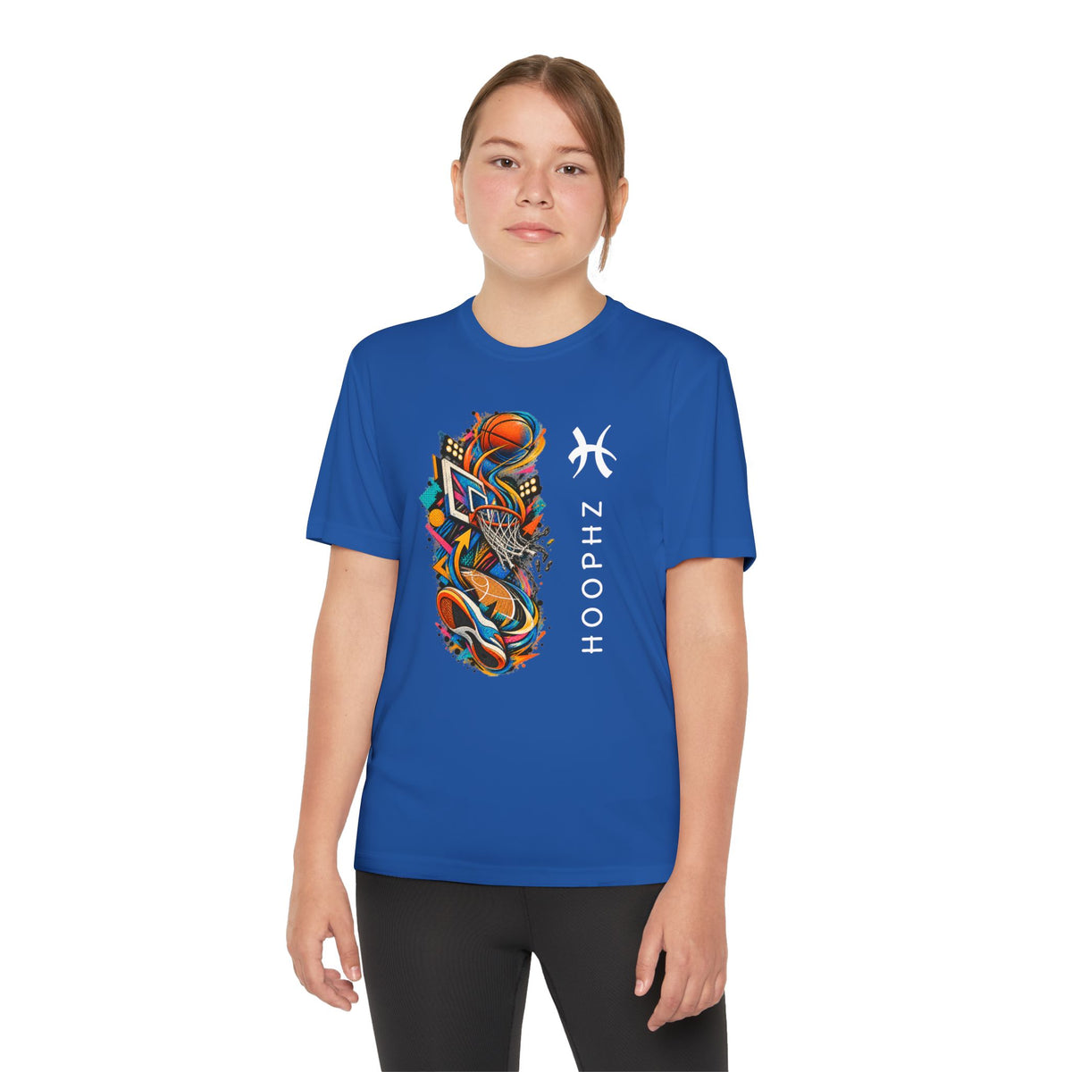 Youth Basketball Tee — Colorful Hoops Graphic “HOOPHZ”