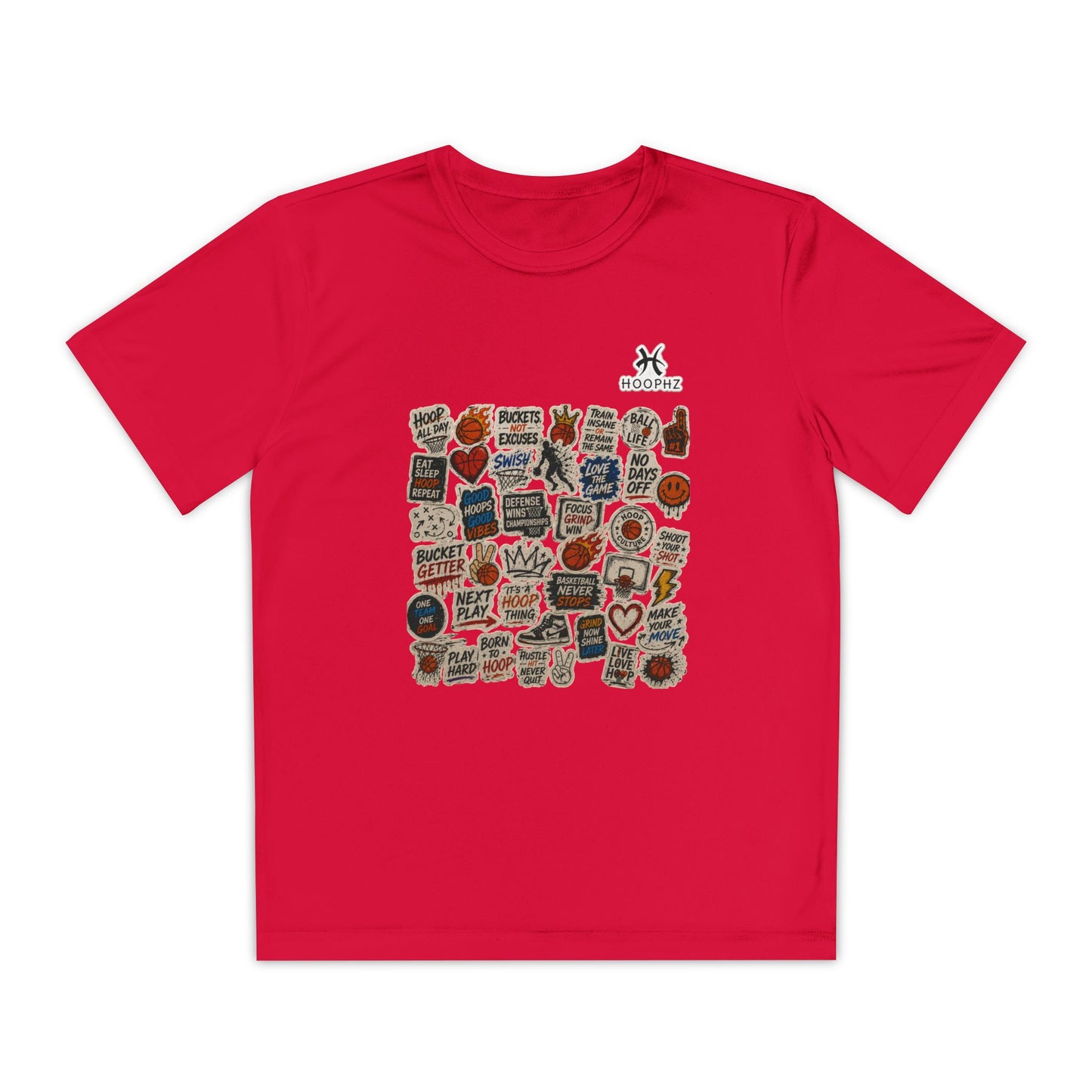 BASKETBALL STICKER Youth Performance T-Shirt
