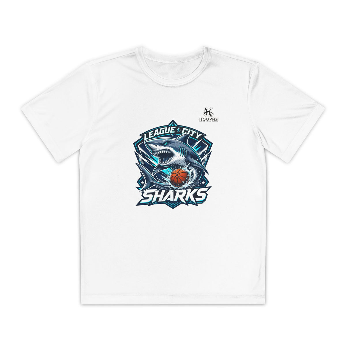 League City Sharks Youth Performance Basketball T-Shirt – Shark Mode