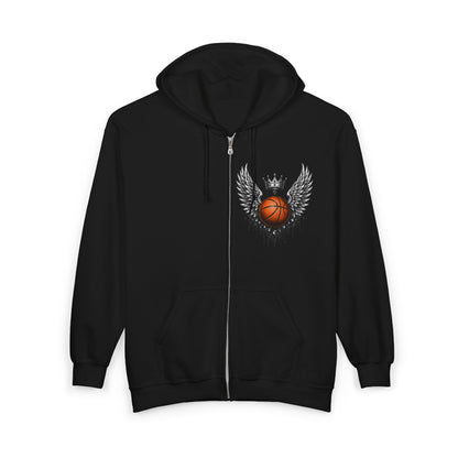 Crowned Wings Basketball Zip-Up Hoodie