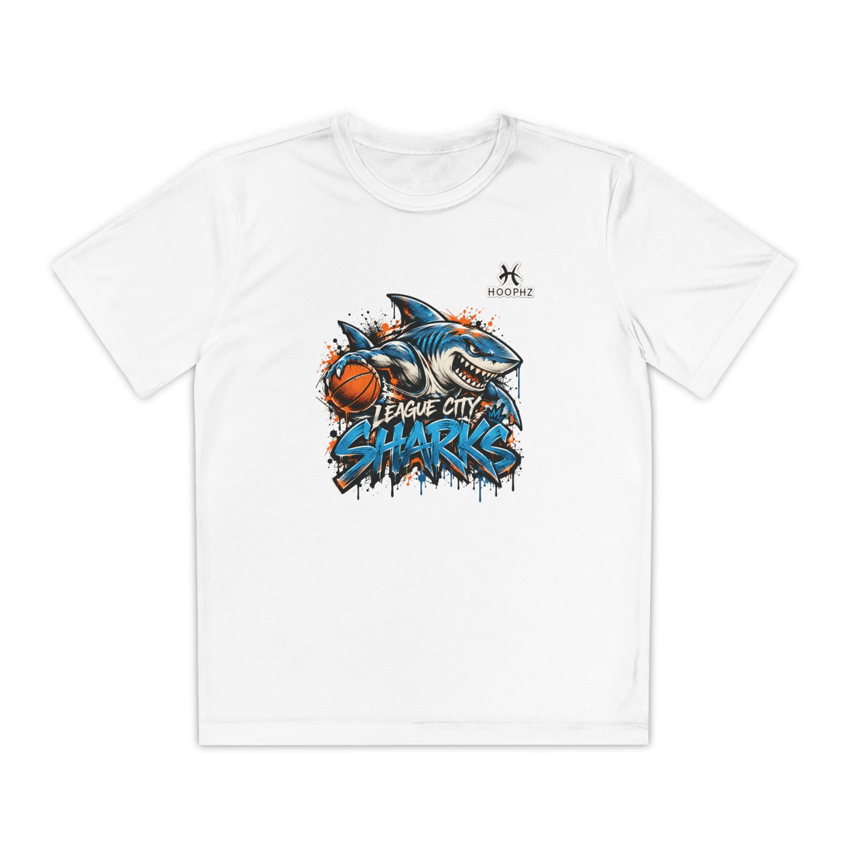 League City Sharks Youth Performance Basketball T-Shirt – Shark Attack