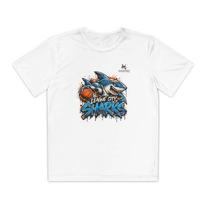 League City Sharks Youth Performance Basketball T-Shirt – Shark Attack