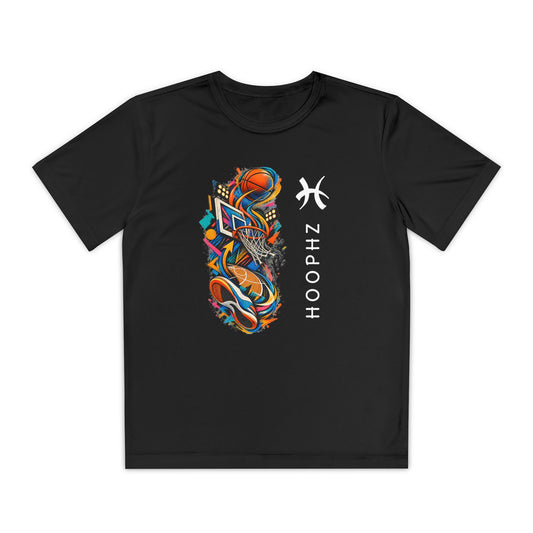 Youth Basketball Tee — Colorful Hoops Graphic “HOOPHZ”