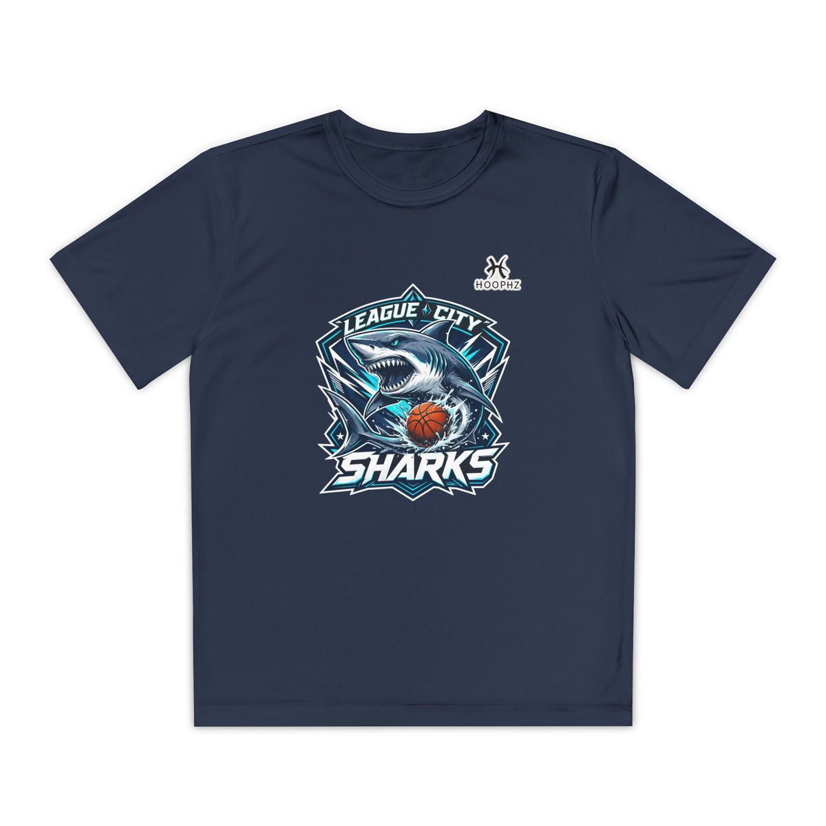 League City Sharks Youth Performance Basketball T-Shirt – Shark Mode