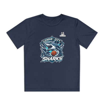 League City Sharks Youth Performance Basketball T-Shirt – Shark Mode