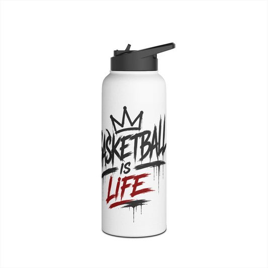 Basketball Life Stainless Steel Water Bottle — Graffiti Drip Design