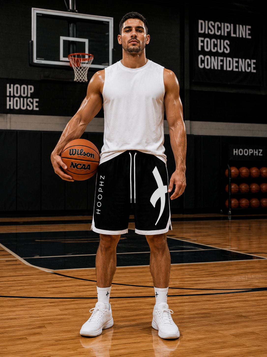 HOOPHZ Bold Logo Black Basketball Shorts