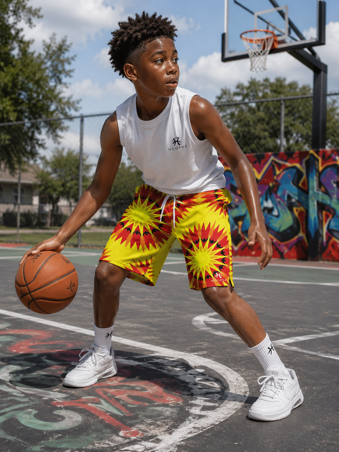 SUNBURST Above-the-Knee Youth Basketball Shorts