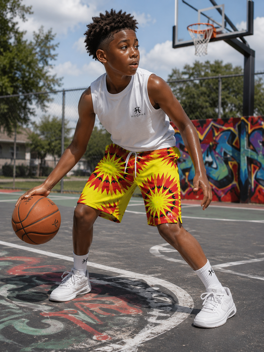 SUNBURST Above-the-Knee Youth Basketball Shorts