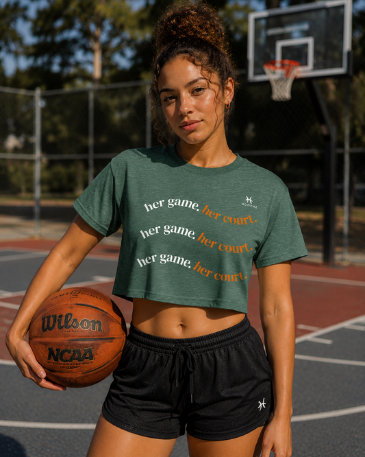 Her Game. Her Court. Women’s Basketball Crop Top