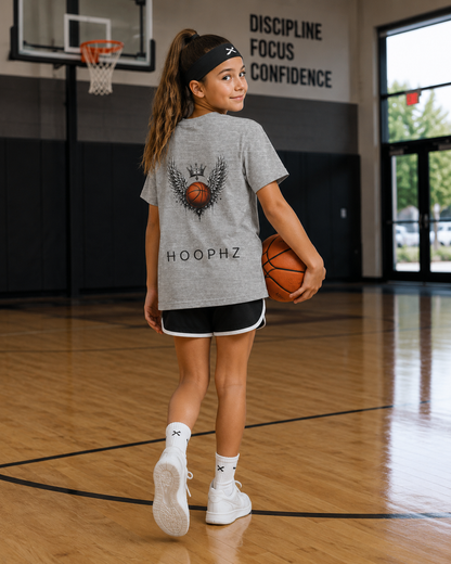 CROWNED WINGS Youth Basketball T-Shirt