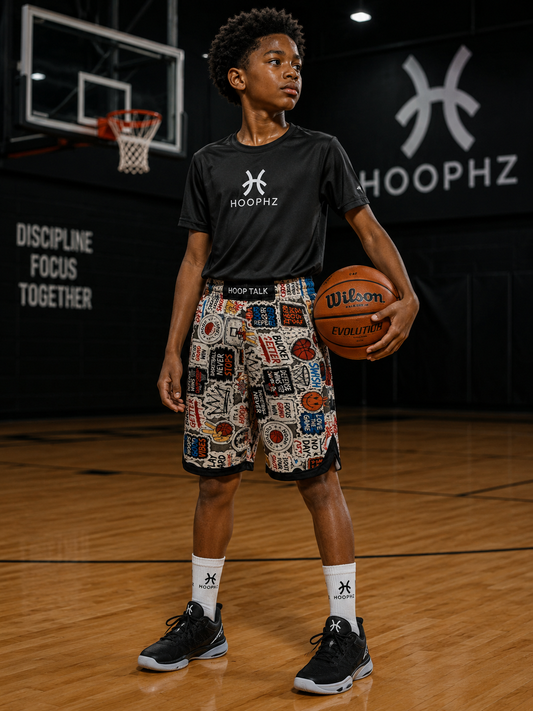HOOP STICKERS Youth Basketball Shorts