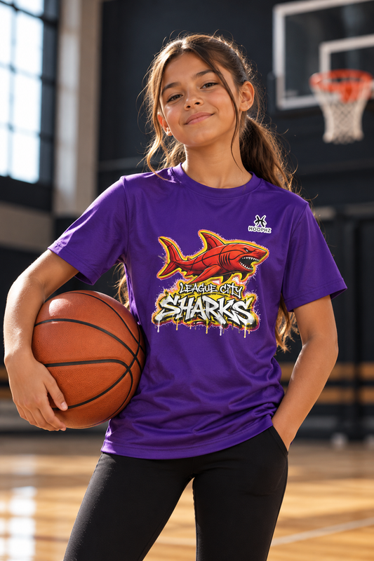 League City Sharks Youth Performance Basketball T-Shirt – Fear the Fin