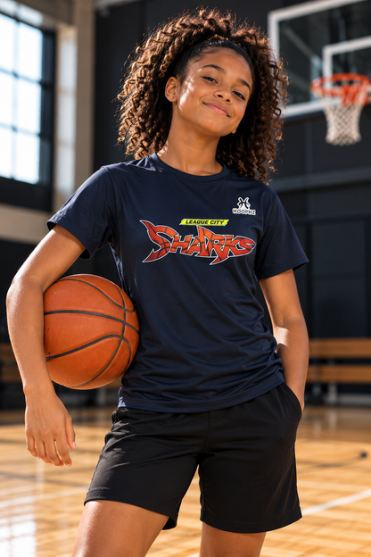 League City Sharks Youth Performance Basketball T-Shirt – Shark Pressure