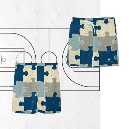 PUZZLE Print Youth Basketball Shorts