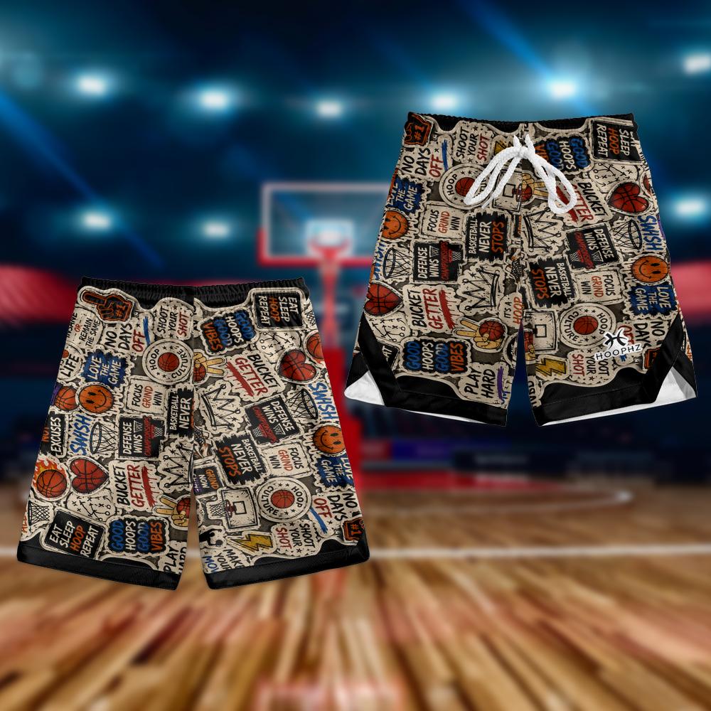 HOOP STICKERS Youth Basketball Shorts